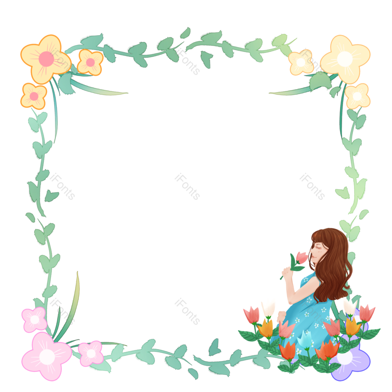 边框图片,母亲节元素,唯美边框PNG,鲜花免抠素材
